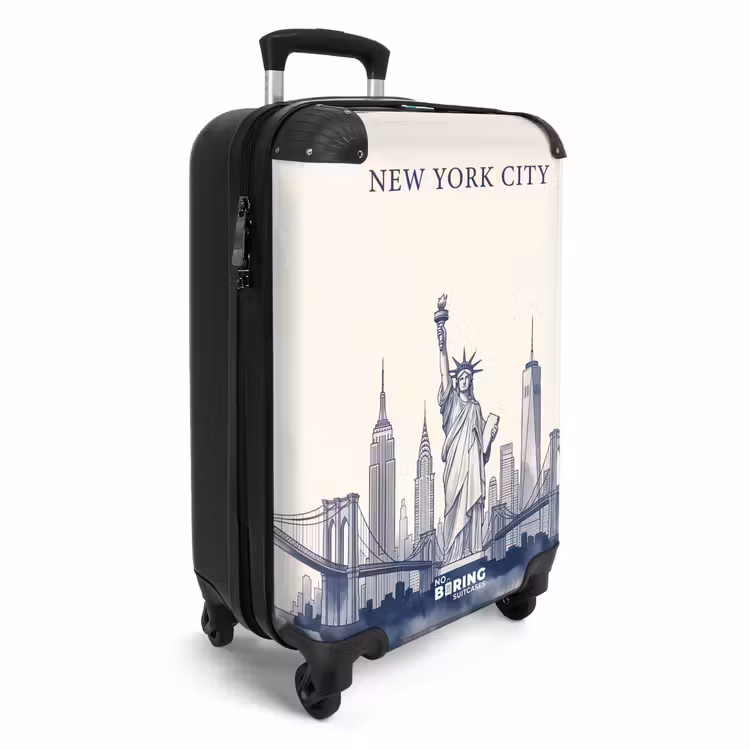 Koffer - New York - Vrijheidsbeeld - Skyline - Illustratie - Blauw — 4