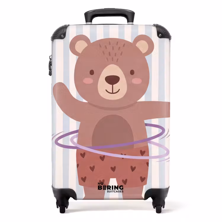 Koffer - Beer - Hoepel - Kinderkamer - Illustratie - Bruin — 1