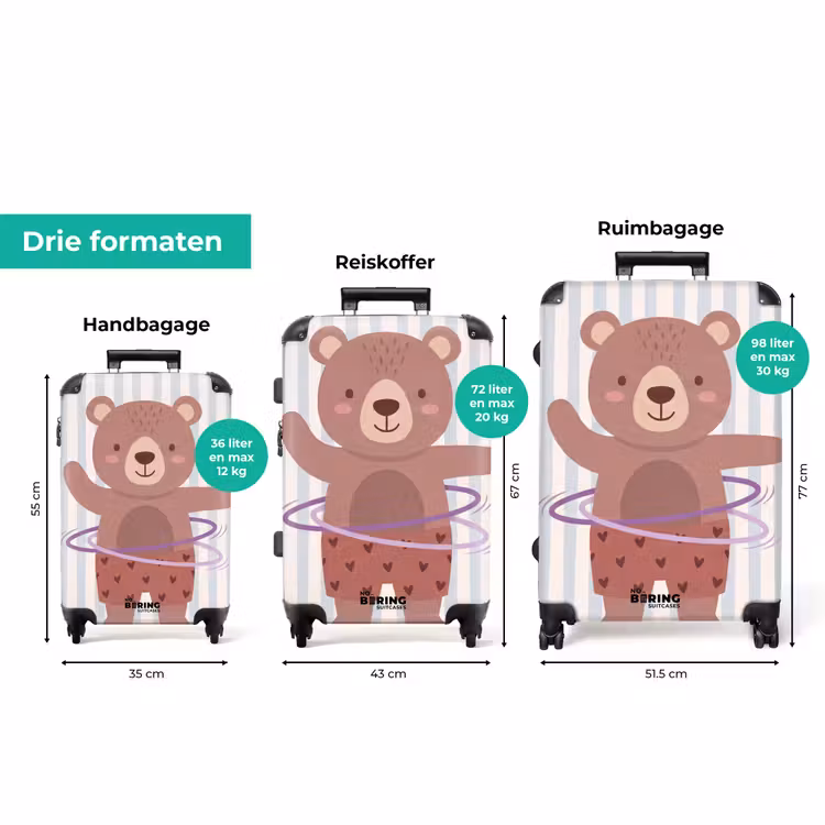 Koffer - Beer - Hoepel - Kinderkamer - Illustratie - Bruin — 8