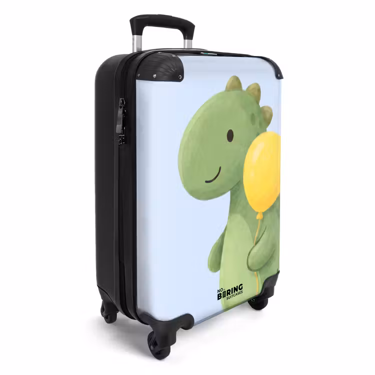 Koffer - Dinosaurus - Ballon - Kinderkamer - Illustratie - Groen — 2