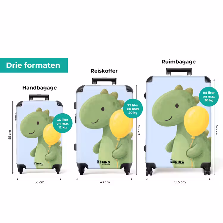 Koffer - Dinosaurus - Ballon - Kinderkamer - Illustratie - Groen — 8