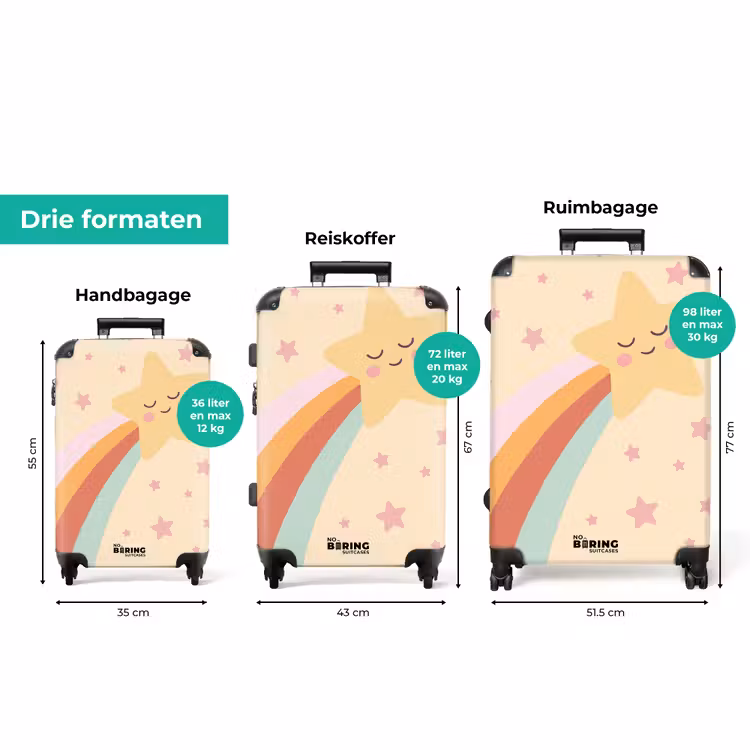 Koffer - Ster - Regenboog - Nacht - Illustratie - Pastel — 8