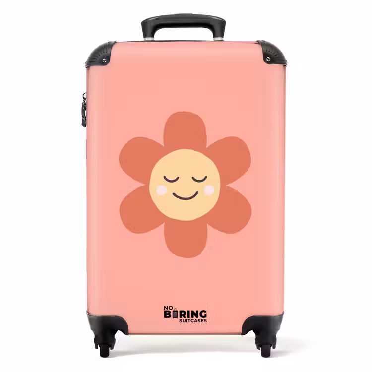 Koffer - Bloemen - Tekenfilm - Kind - Roze — 1