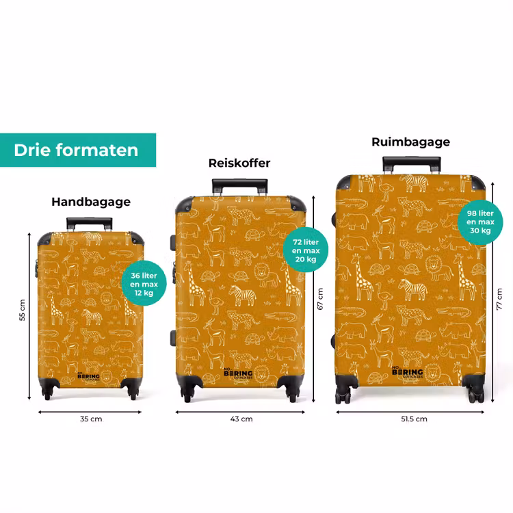 Koffer - Dieren - Safari - Patroon - Kinderlijk - Oker — 8