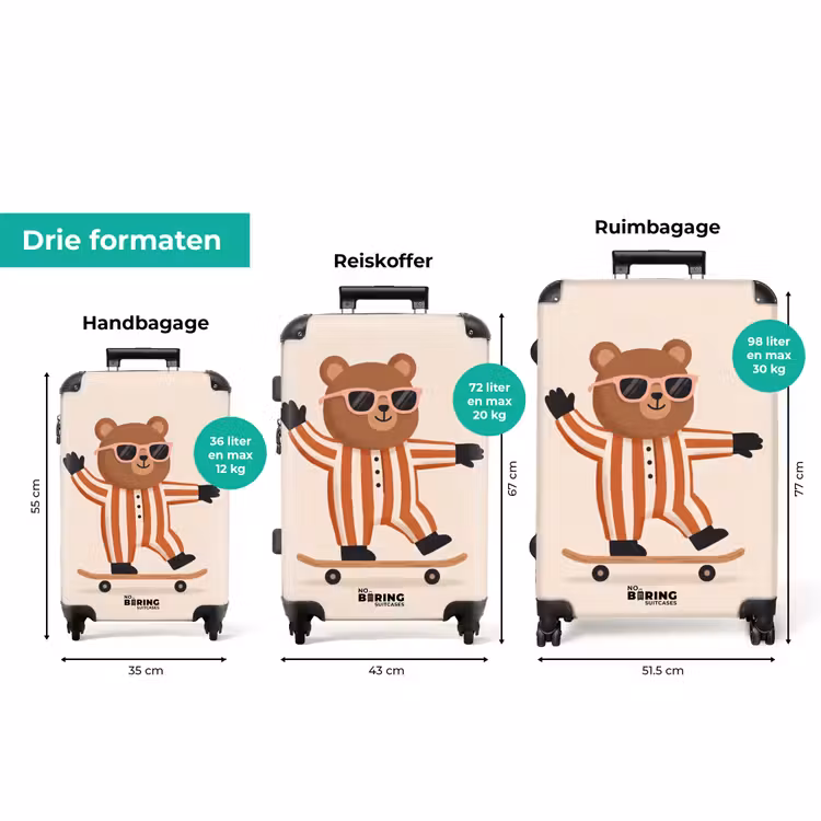 Koffer - Dieren - Skateboard - Spel - Cartoon - Roze — 8