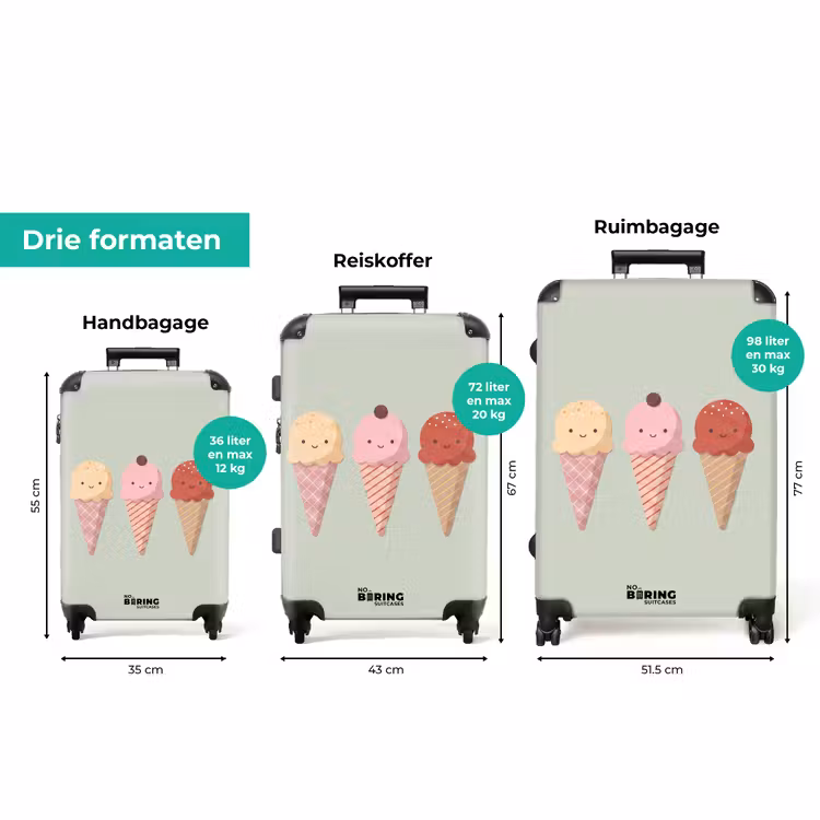 Koffer - IJs - Hoorntjes - Eten - Illustratie - Vrolijk — 8