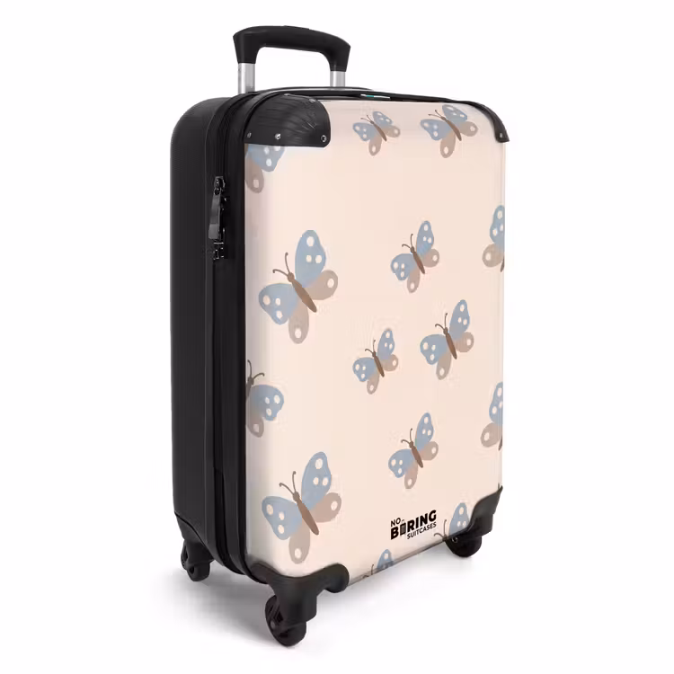 Koffer - Insect - Vlinderpatroon - Abstract - Blauw - Beige — 2