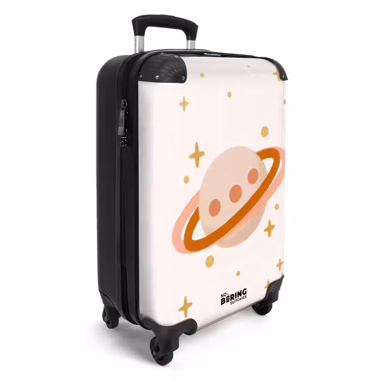 Koffer - Planeet - Ringen - Ruimte - Illustratie - Beige — 2