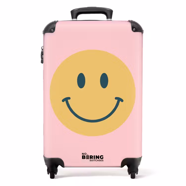 Koffer - Smiley - Geel - Roze - Symbool - Minimalistisch — 1