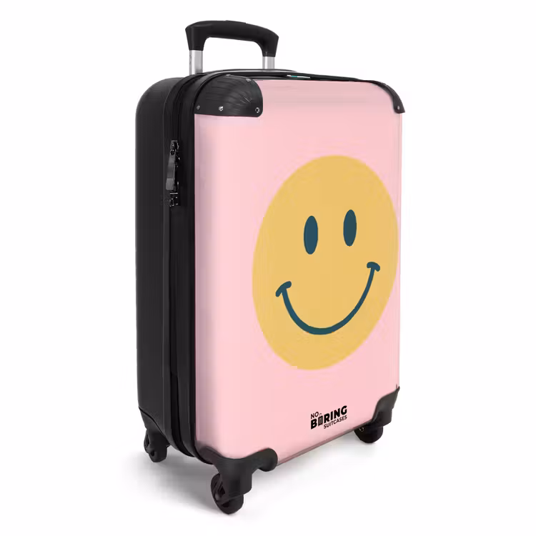 Koffer - Smiley - Geel - Roze - Symbool - Minimalistisch — 2