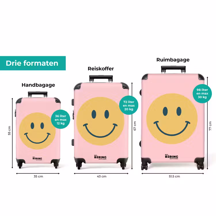 Koffer - Smiley - Geel - Roze - Symbool - Minimalistisch — 8