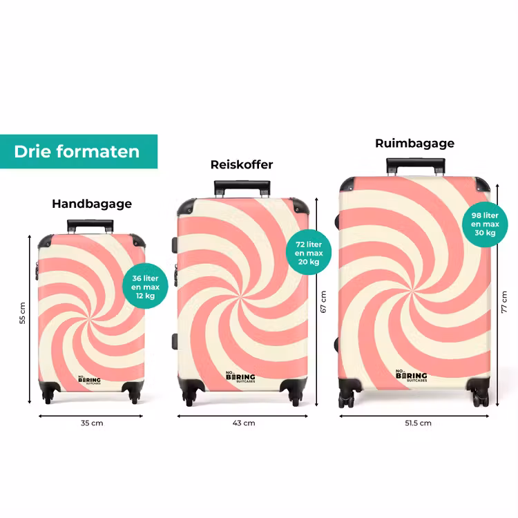 Koffer - Spiraal - Patroon - Abstract - Roze - Beige — 8