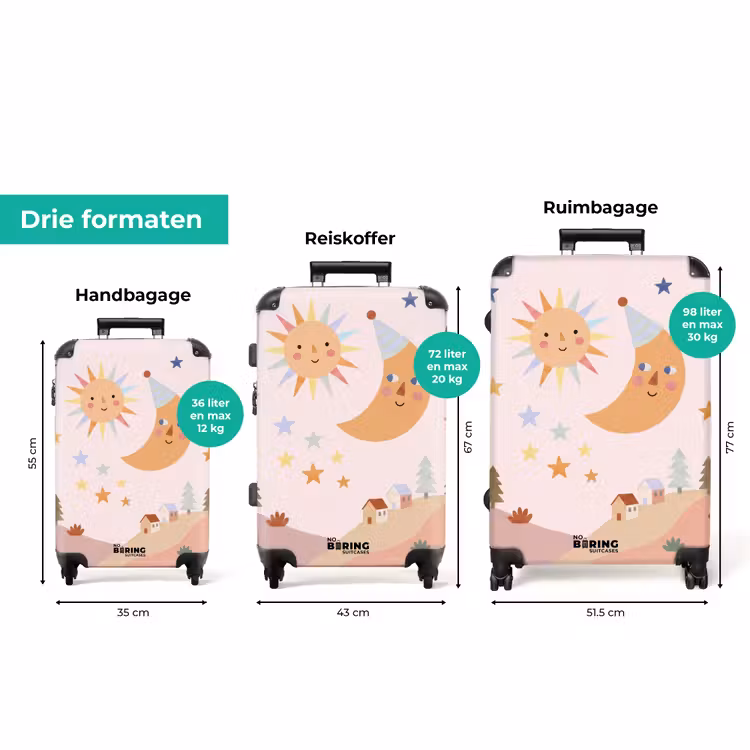 Koffer - Zon - Maan - Sterren - Kinderkamer - Pastel — 8