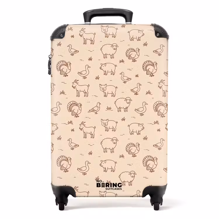 Koffer - Dieren - Patroon - Boerderij - Minimalistisch - Beige — 1