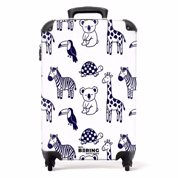Koffer - Dieren - Patroon - Kinderkamer - Grafisch - Wit - Blauw — 1