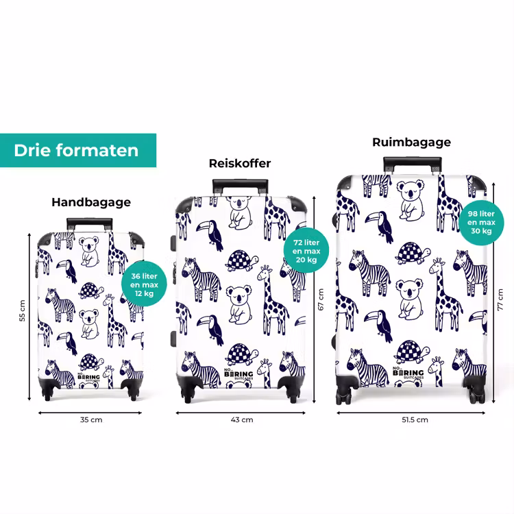 Koffer - Dieren - Patroon - Kinderkamer - Grafisch - Wit - Blauw — 8