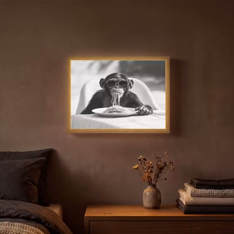 Lightbox - Wandlamp - Aap - Spaghetti - Zonnebril - Zwart wit - Cool - Dier — 3