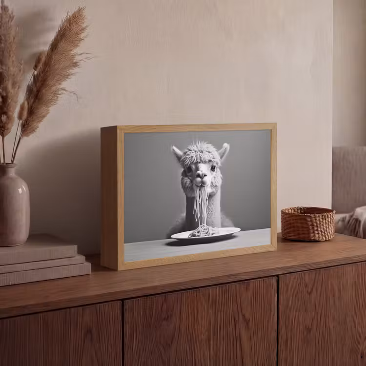 Lightbox - Wandlamp - Alpaca - Pasta - Zwart - Wit - Grappig - Dieren — 4