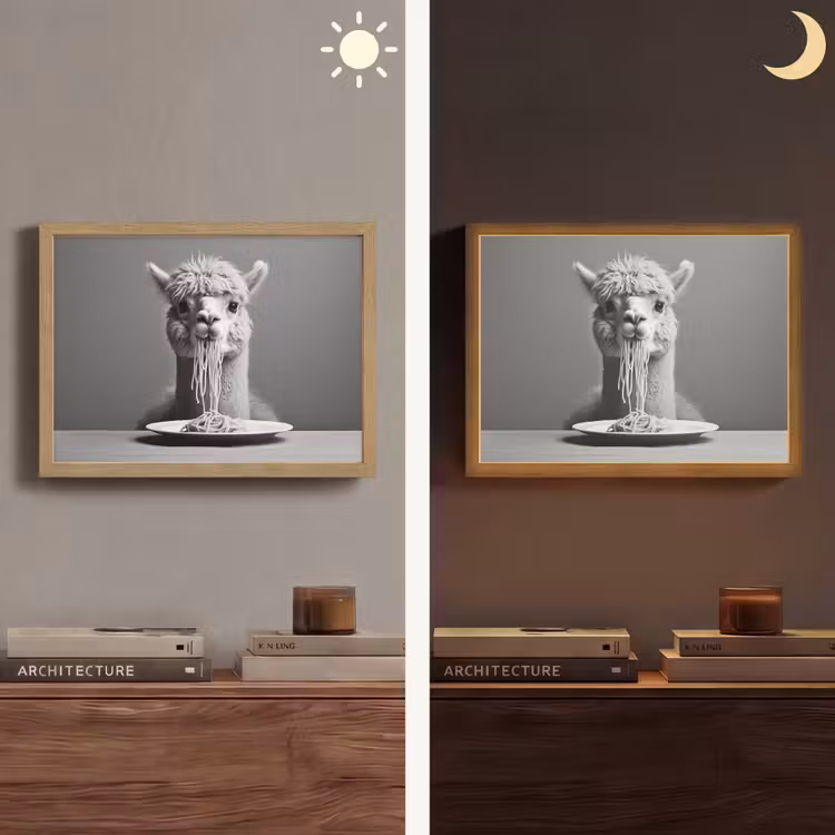 Lightbox - Wandlamp - Alpaca - Pasta - Zwart - Wit - Grappig - Dieren — 6