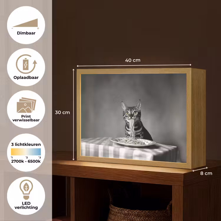 Lightbox - Wandlamp - Bengaal - Kat - Tafelkleed - Zwart - Wit - Dier — 10