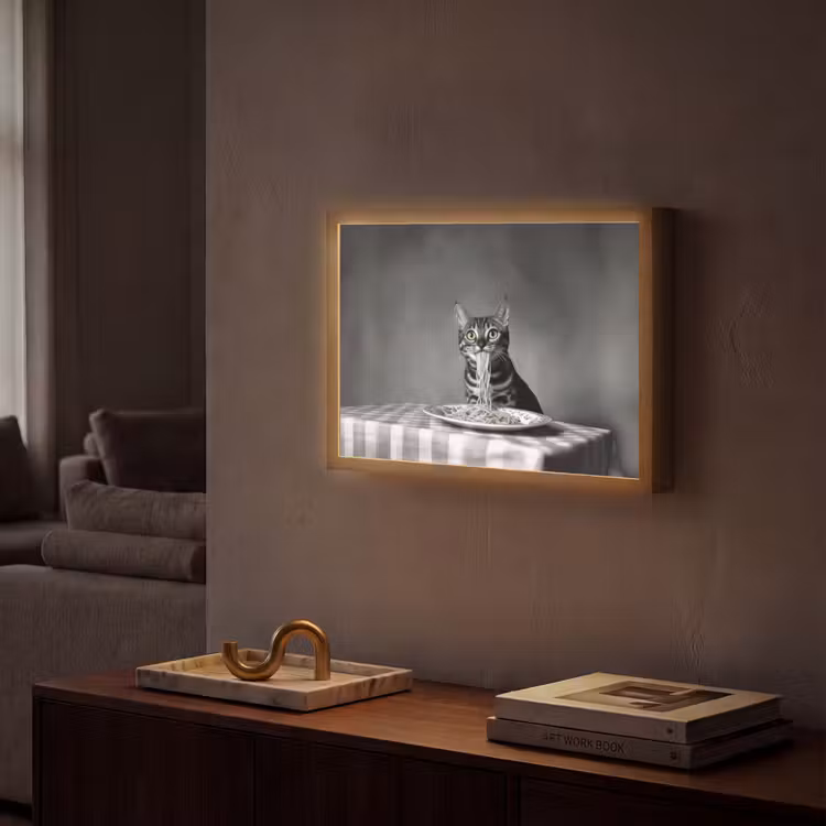 Lightbox - Wandlamp - Bengaal - Kat - Tafelkleed - Zwart - Wit - Dier — 2