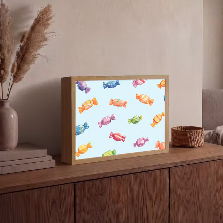 Lightbox - Wandlamp - Blauw - Patroon - Snoep — 4