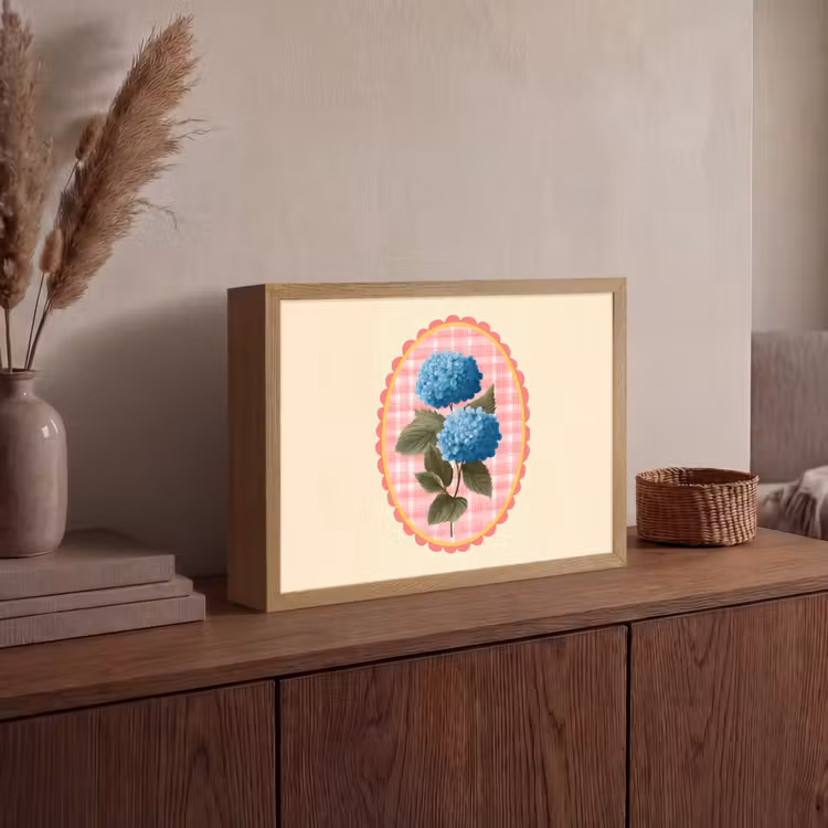 Lightbox - Wandlamp - Bloemen - Blauw - Lijst - Bladeren — 4