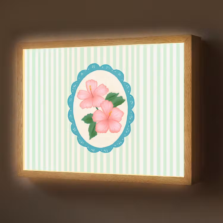 Lightbox - Wandlamp - Bloemen - Ovaal - Strepen - Groen — 1