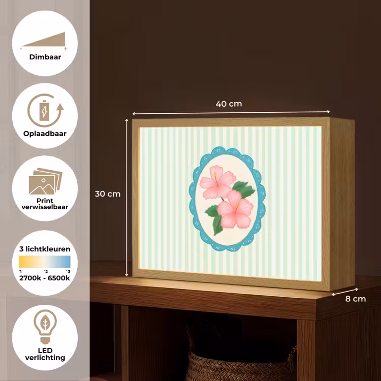 Lightbox - Wandlamp - Bloemen - Ovaal - Strepen - Groen — 10