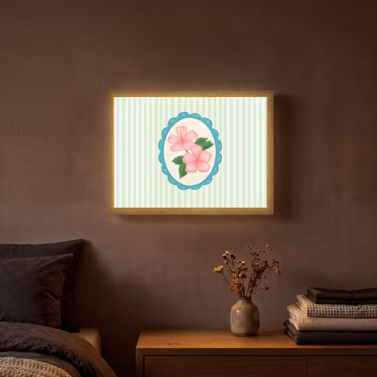 Lightbox - Wandlamp - Bloemen - Ovaal - Strepen - Groen — 3