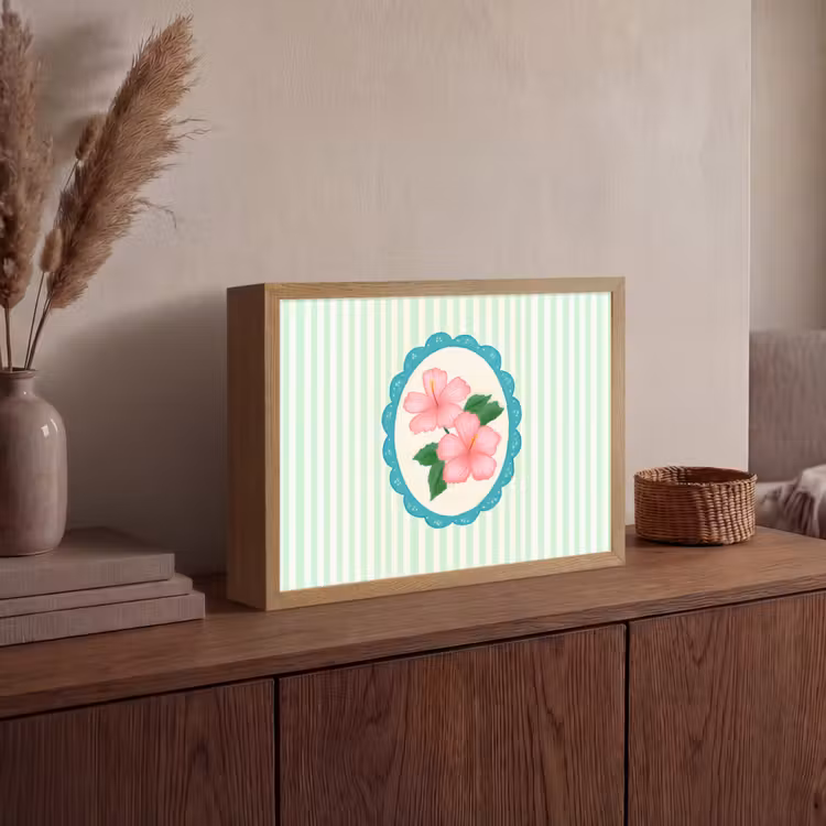 Lightbox - Wandlamp - Bloemen - Ovaal - Strepen - Groen — 4