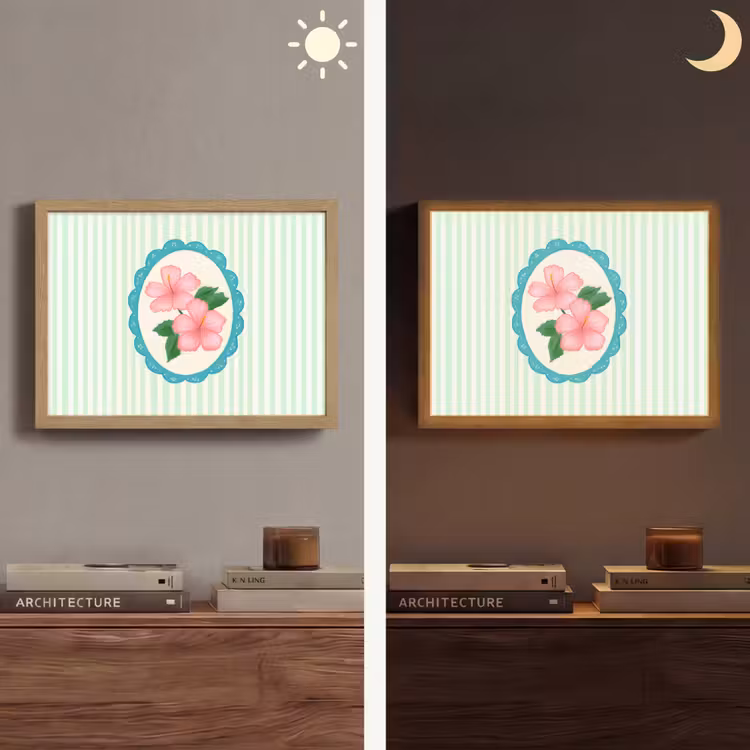 Lightbox - Wandlamp - Bloemen - Ovaal - Strepen - Groen — 6