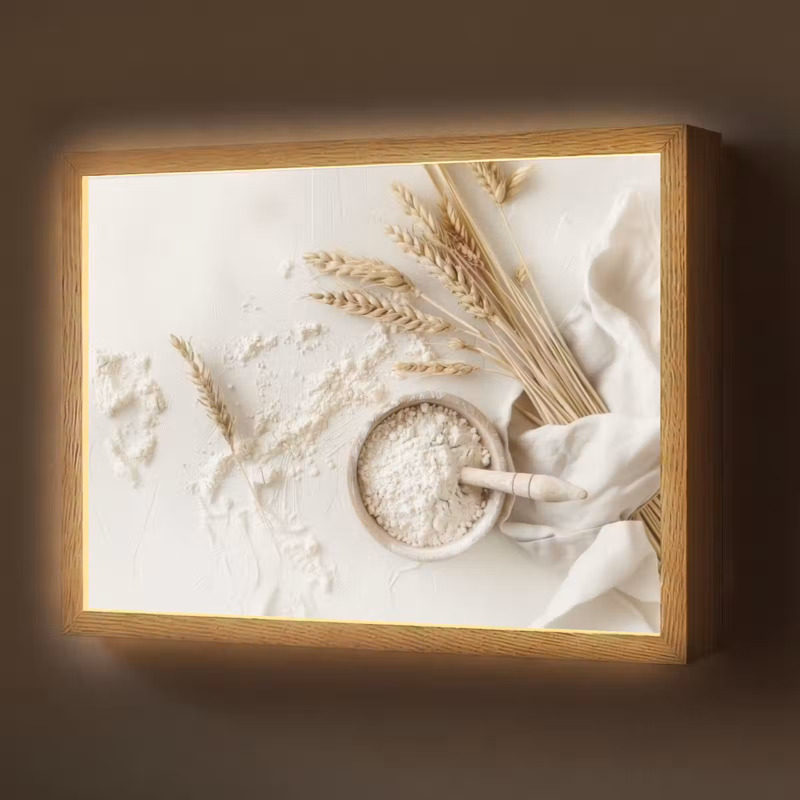 Lightbox - Wandlamp - Bloem - Hout - Tarwe — 1