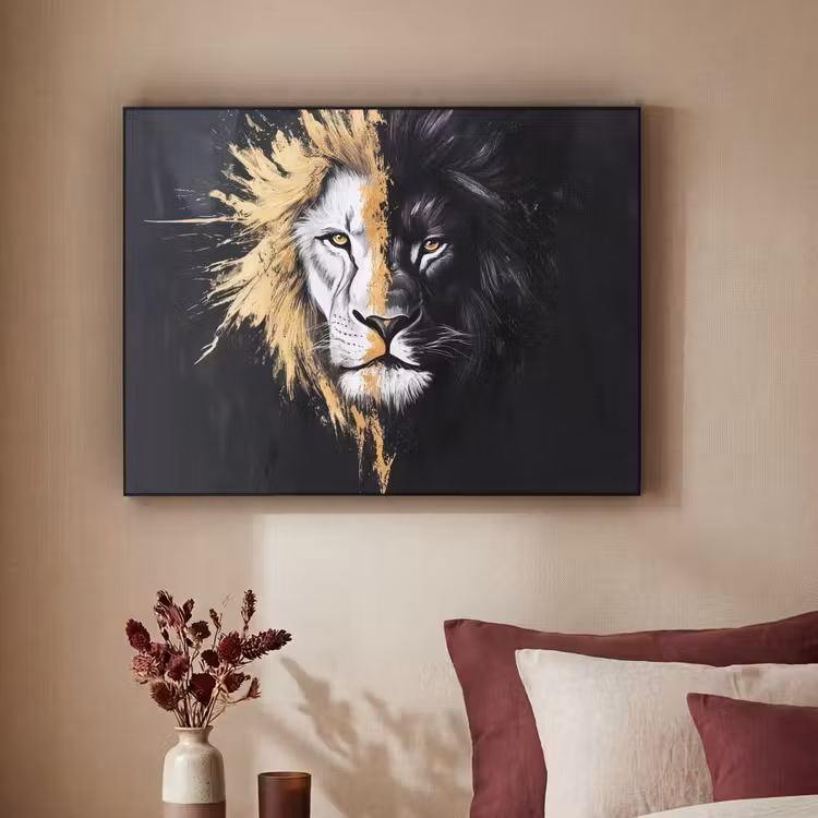 Art Frame - Leeuw - Gesplitst - Zwart - Lijn — 2