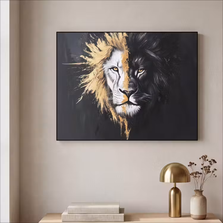 Art Frame - Leeuw - Gesplitst - Zwart - Lijn — 3