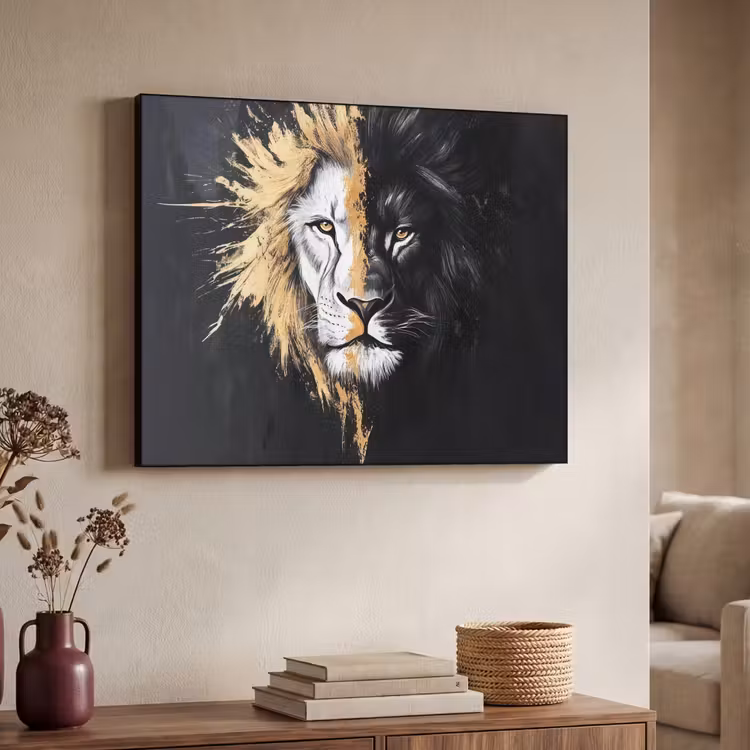 Art Frame - Leeuw - Gesplitst - Zwart - Lijn — 4