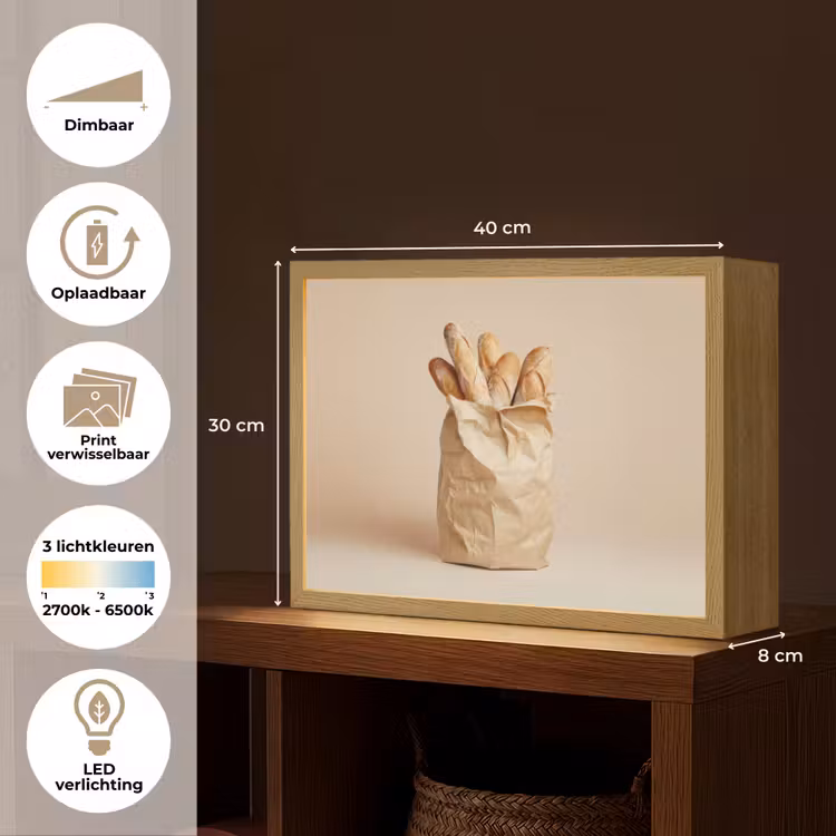 Lightbox - Wandlamp - Baguette - Brood - Stokbrood - Beige — 10
