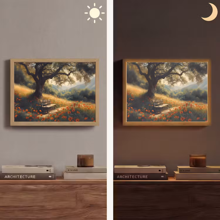 Lightbox - Wandlamp - Bankje - Boom - Klaprozen - Heuvels — 6