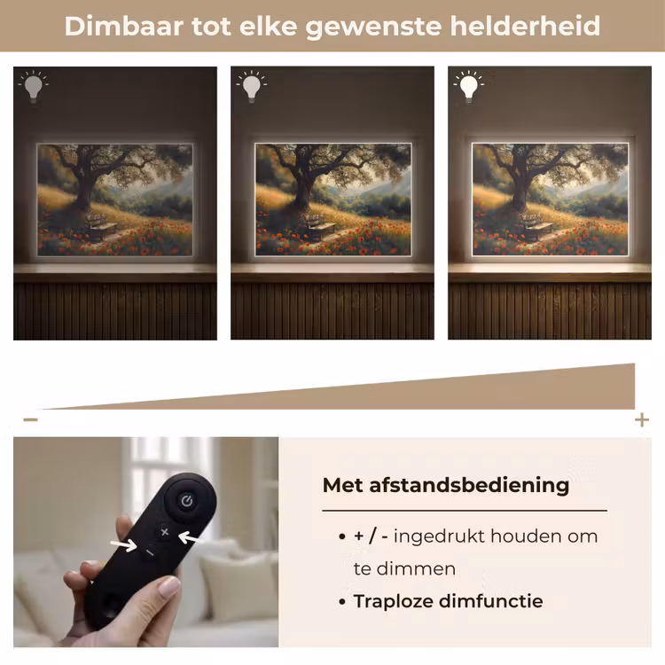 Lightbox - Wandlamp - Bankje - Boom - Klaprozen - Heuvels — 9