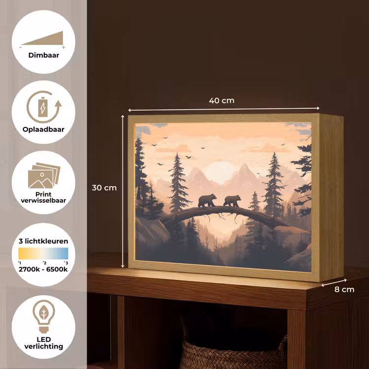 Lightbox - Wandlamp - Beren - Bomen - Landschap - Zonsondergang — 10