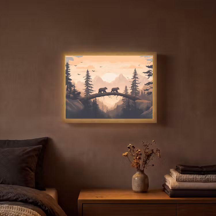 Lightbox - Wandlamp - Beren - Bomen - Landschap - Zonsondergang — 3