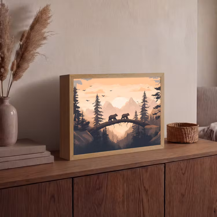 Lightbox - Wandlamp - Beren - Bomen - Landschap - Zonsondergang — 4