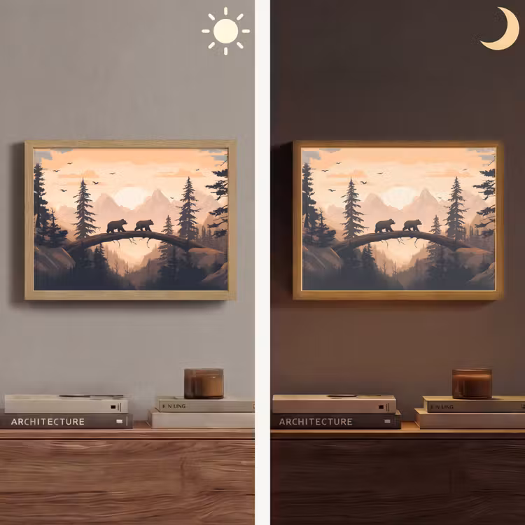 Lightbox - Wandlamp - Beren - Bomen - Landschap - Zonsondergang — 6