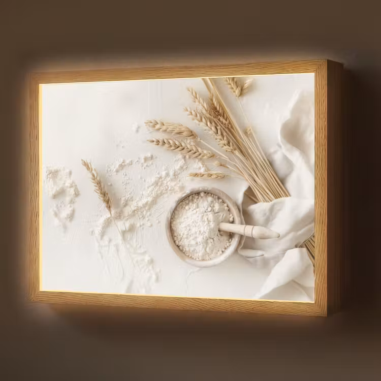 Lightbox - Wandlamp - Bloem - Hout - Tarwe — 1
