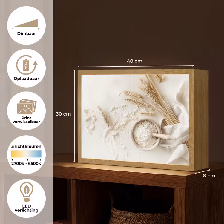 Lightbox - Wandlamp - Bloem - Hout - Tarwe — 10