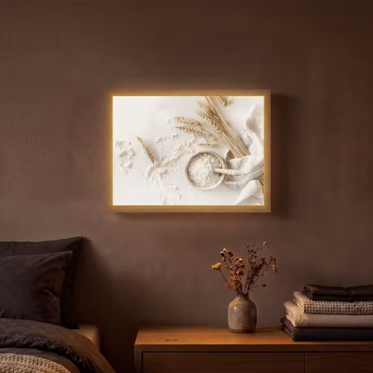 Lightbox - Wandlamp - Bloem - Hout - Tarwe — 3