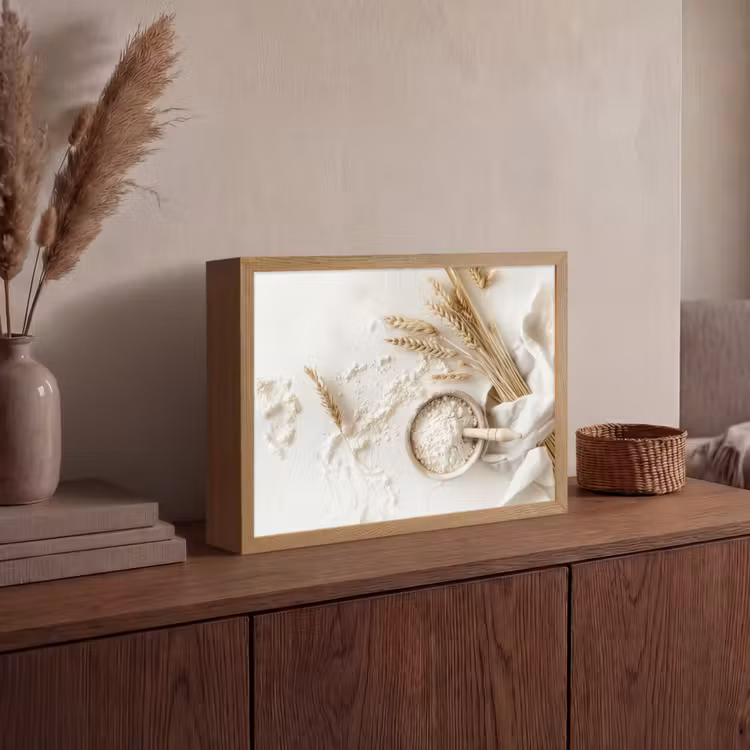 Lightbox - Wandlamp - Bloem - Hout - Tarwe — 4