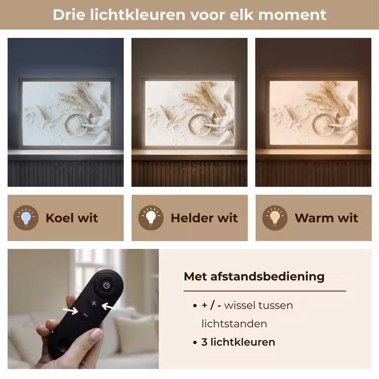 Lightbox - Wandlamp - Bloem - Hout - Tarwe — 8