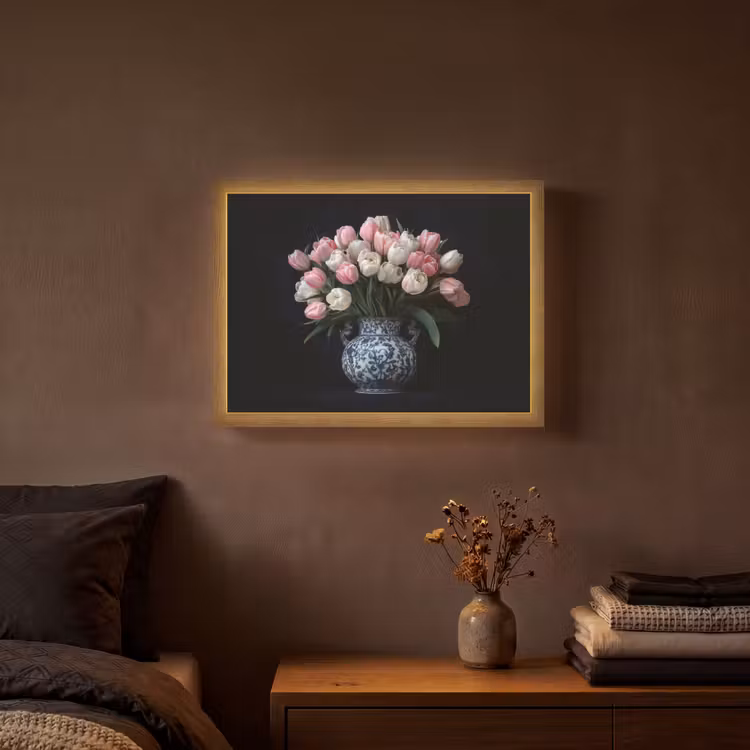 Lightbox - Wandlamp - Bloemen - Roze - Tulpen - Vaas — 3