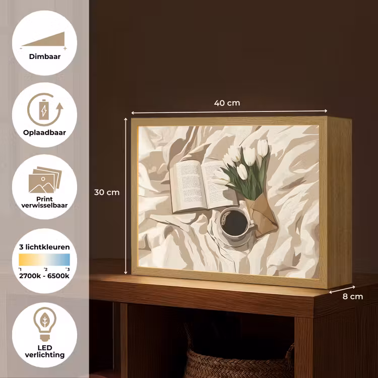 Lightbox - Wandlamp - Boek - Illustratie - Tulpen - Koffie — 10